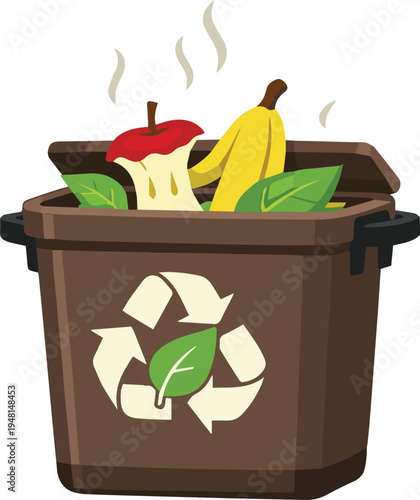 Organic waste compost bin for gardening and ecology vector