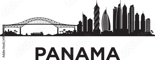 Panama city skyline with iconic bridge and modern skyscrapers