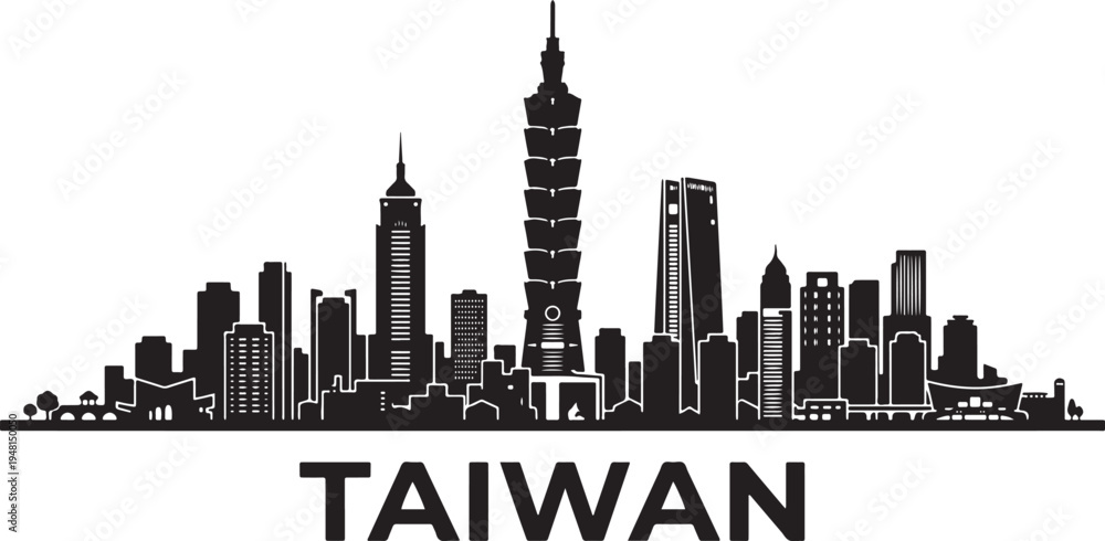 Obraz premium Modern Taiwan cityscape with Taipei skyline silhouette