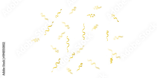 A festive and celebratory abstract background with a multitude of scattered confetti and streamers in golden creating a joyful, dynamic pattern on a clean white background.	