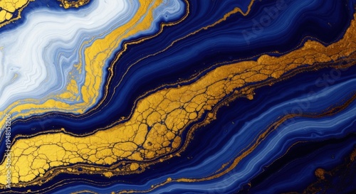 Vibrant Blue and Gold Abstract Art