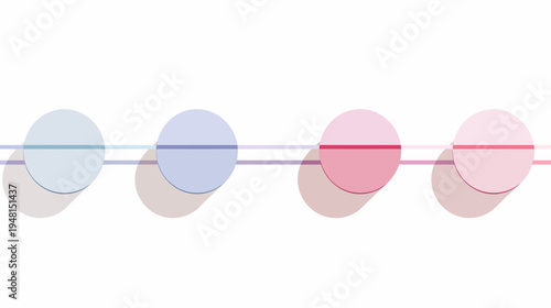 A minimalist illustration features four color gradient circles linked by lines, with shadows