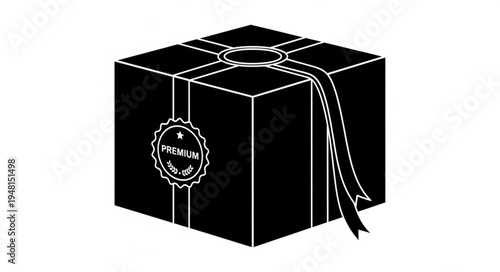 Elegant black gift box with white ribbon and premium club seal.
