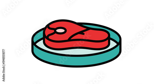 Steak on a plate illustration.