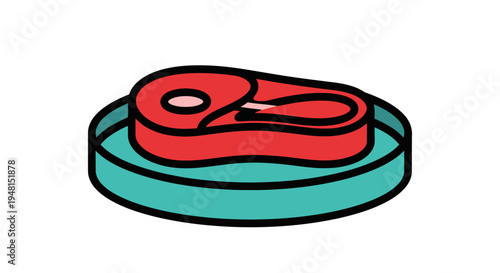 A cartoon steak on a plate.