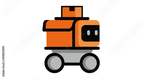 A cartoon robot with orange body.