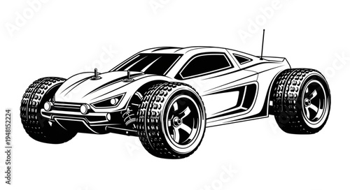 Detailed Illustration of a High-Performance RC Racing Car.