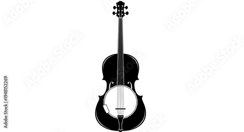 Detailed Illustration of a Banjo-Cello Hybrid Instrument.