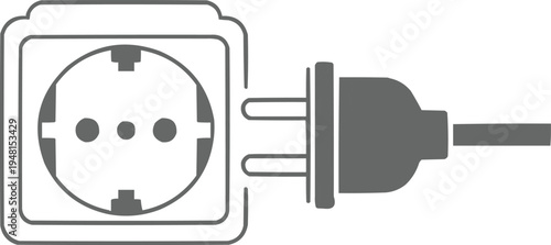  described features a gray electrical outlet and a plug that is partially inserted into it.