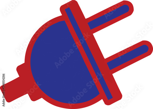 described showcases a vector graphic of an electrical plug, designed with a bold and vibrant color scheme. 