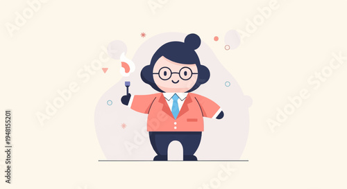 Cartoon scientist character in a lab coat holding a flaming torch