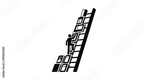 person climbing ladder to success business concept