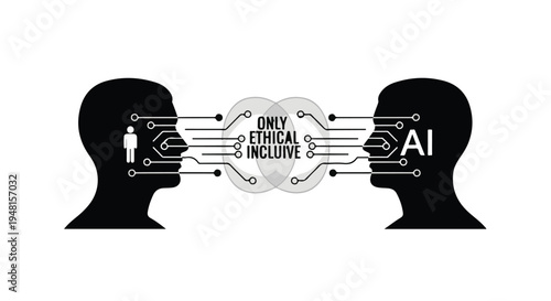 ethical AI technology concept with human and artificial intelligence