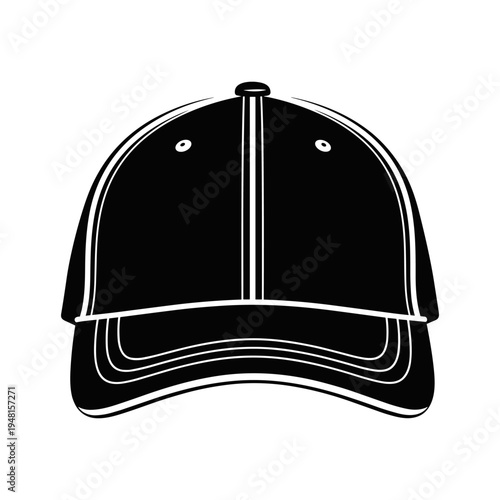 A black baseball cap with white trim