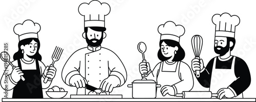 chefs cooking in kitchen