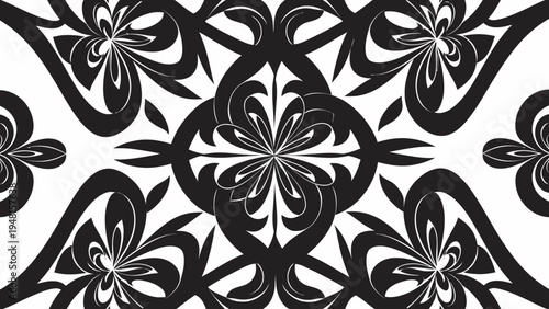 Abstract Black and White Floral Pattern