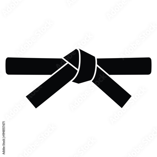 A minimalist black belt graphic icon representing mastery and achievement in martial arts practice