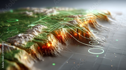 Detailed Visualization of Tectonic Plate Boundary with Stress Lines