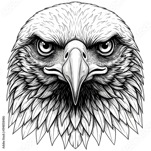 Detailed illustration of an eagles head with sharp gaze