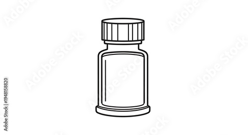 A simple black and white line drawing of a small, generic bottle with a screw cap, suitable for liquids or samples.