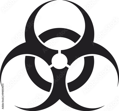 Biohazard warning symbol icon, biological danger and toxic contamination sign, hazardous material safety alert silhouette vector illustration