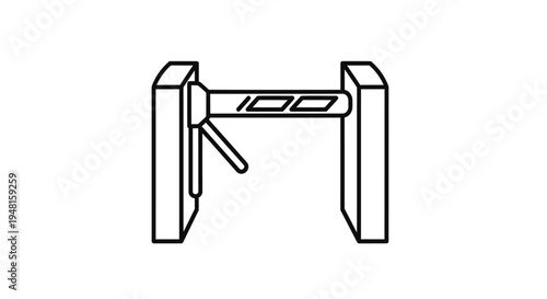 A simple line drawing of a turnstile, often used for access control in various public and private settings.