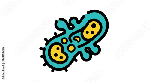 Vibrant cartoon bacterial cell illustration.