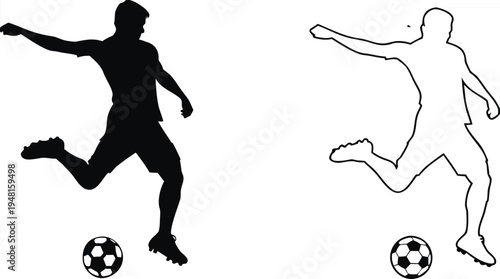 A high-contrast vector illustration of two soccer players in action vector illustration.
