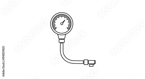 A simple line art illustration of a tire pressure gauge for vehicle maintenance.