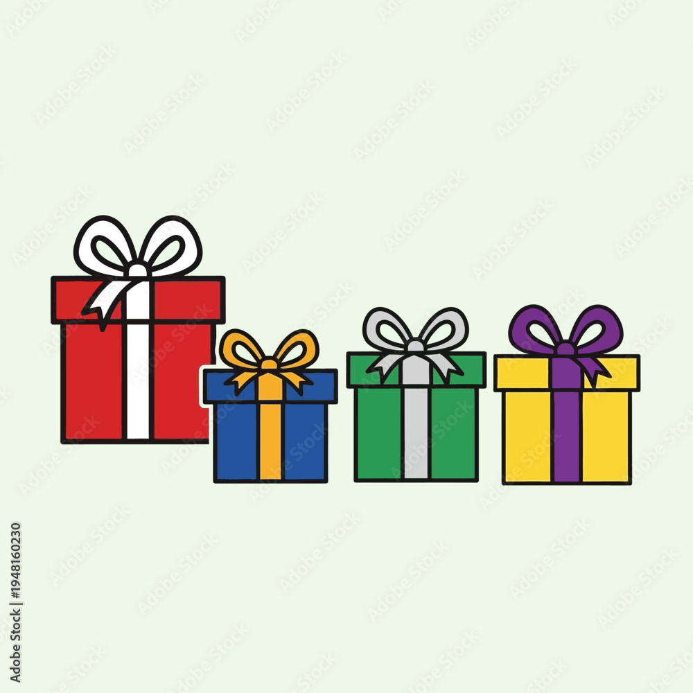Fototapeta premium Colorful Gift Boxes with Ribbons and Bows on Light Background