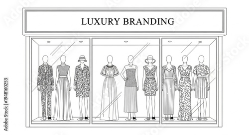 Fashion Boutique Window Display with Luxury Branding.