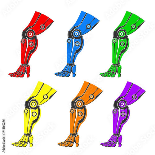 Colorful Robotic Legs Set - Futuristic Prosthetic Limbs Collection