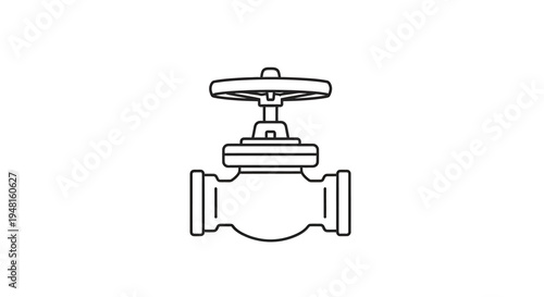 A black and white line art icon of a globe valve, commonly used for regulating fluid flow in industrial piping systems.