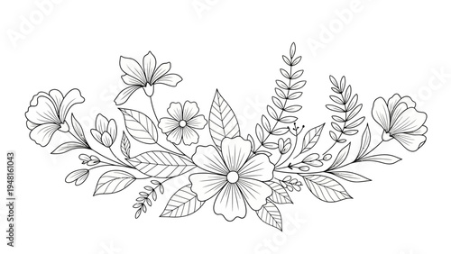 Elegant Floral Line Art Border Design