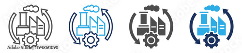 industrial process icon set multi concept