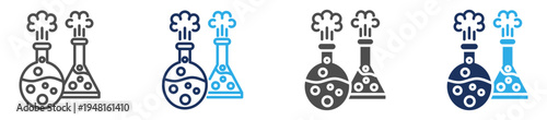 chemical reactions icon set multi concept