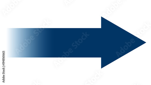 Schilderij op canvas Blue arrow with fading gradient on white background, forward direction, progress