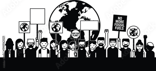 climate change protest crowd with signs