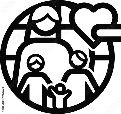 family love heart globe icon