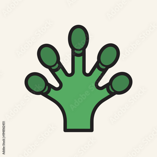 Green Frog Paw Print Icon Vector Illustration