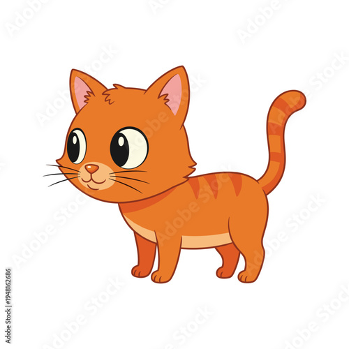 A cute orange cartoon cat with big eyes