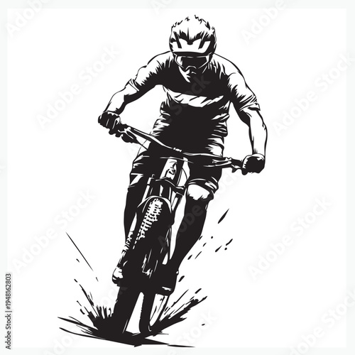 vector illustration of a mountain biker