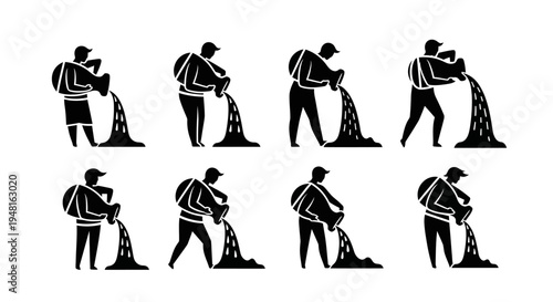 Man Pouring Liquid from Bucket Silhouette Collection