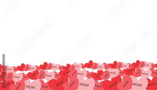Mothers Day Heart Border Background With Red And Pink Paper Cut Hearts Vector 