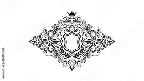 Ornate Heraldic Crest with Crown and Laurel Wreath