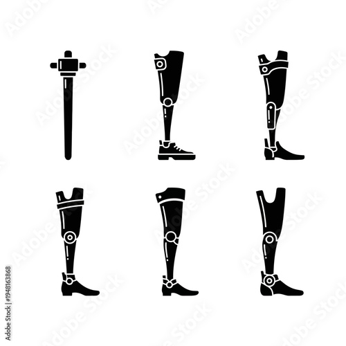 Prosthetic Leg Icons: Modern Artificial Limbs for Amputees