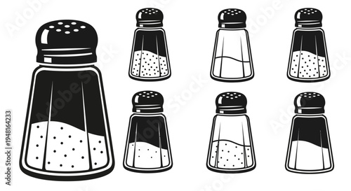 Salt and Pepper Shakers Collection - Vector Icons