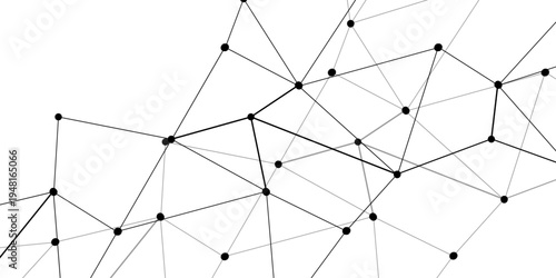 Vector Abstract geometric structure interconnecting dots and lines suggests complex networks, interconnectedness, and information flow