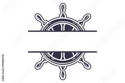 Nautical Ship Wheel Emblem for Personalized Text and Nautical Themes
