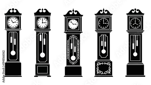Vintage Grandfather Clocks Silhouette Collection